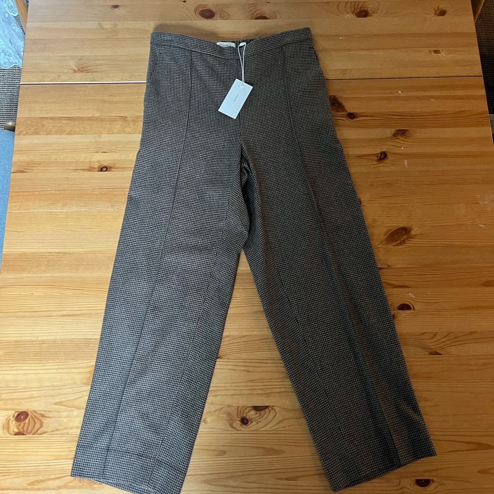 NWT Vince Houndstooth Brown/Black Medium Crop Trousers